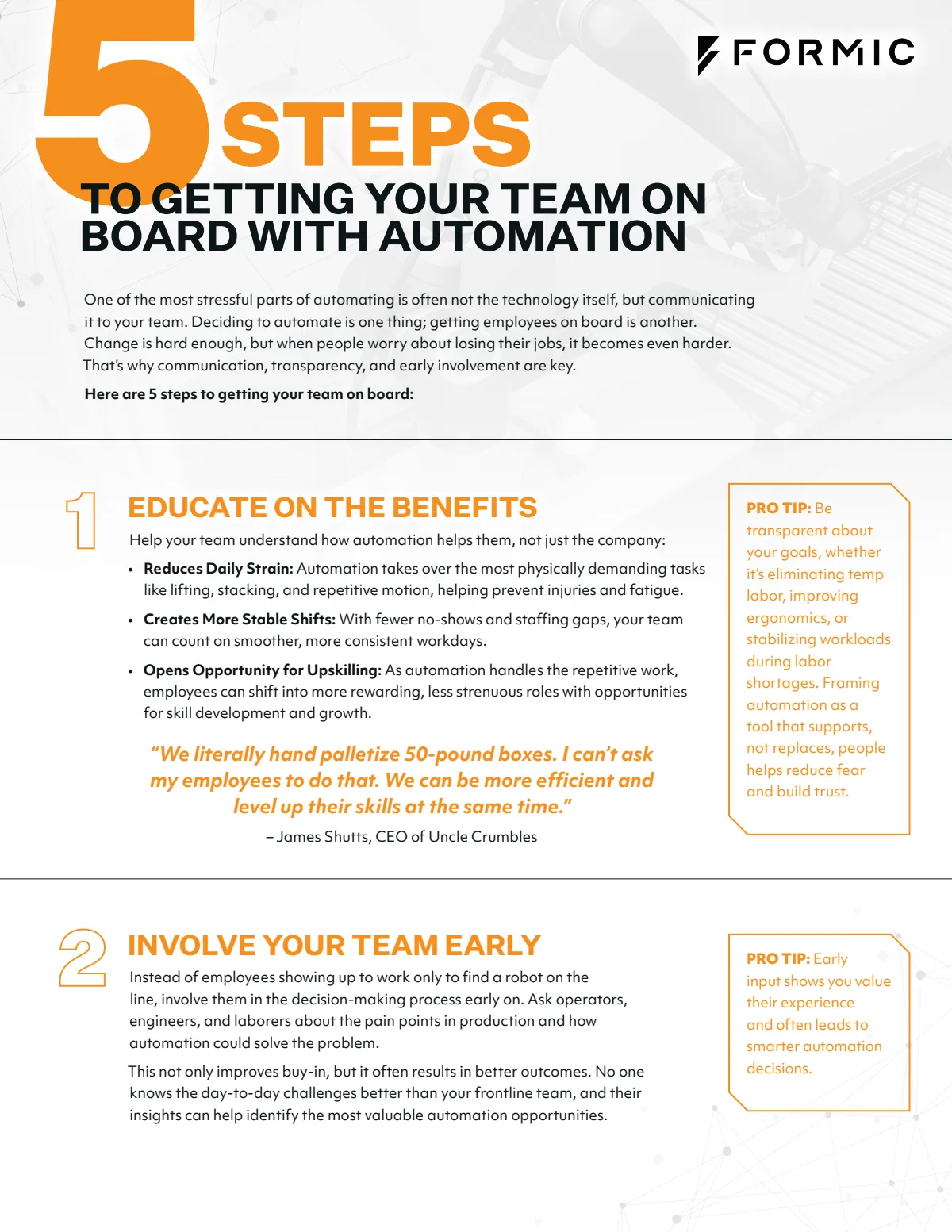 Cover of the Formic guide, 5 Steps to Getting Your Team On Board with Automation.