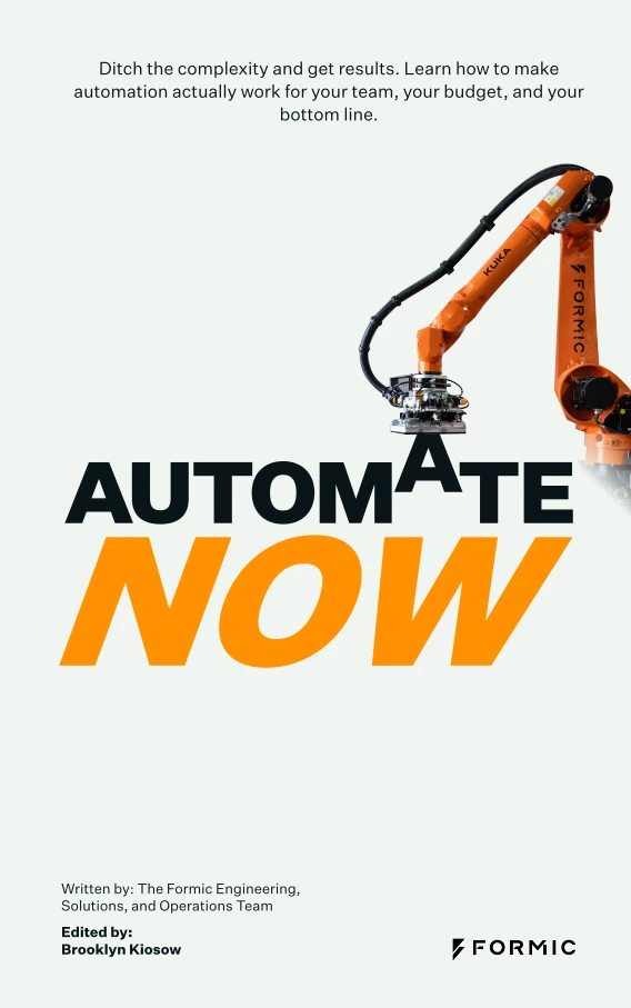 The Automate Now book cover — the orange Formic robot arm above the Automate Now wordmark.