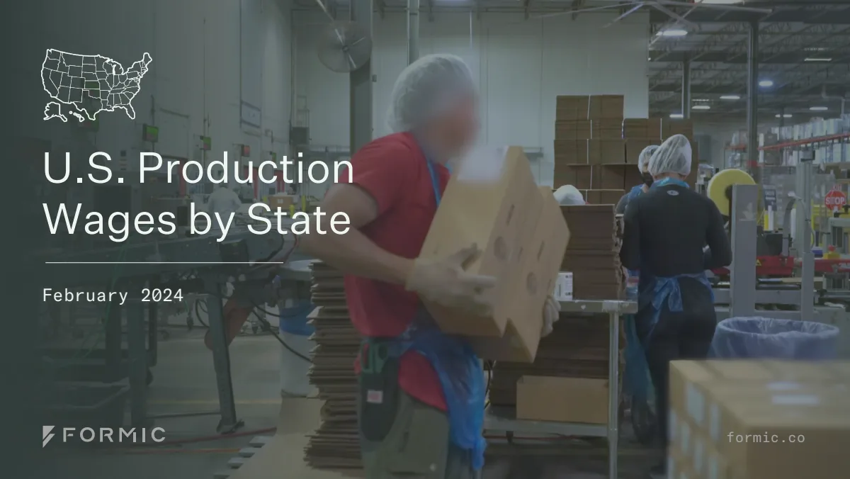 Cover of the Formic report, U.S. Production Wages by State, February 2024.